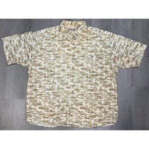 Hollis River Hawaiian Shirt Men's Size 2XL Bamboo Print Cotton Vacation Tropical